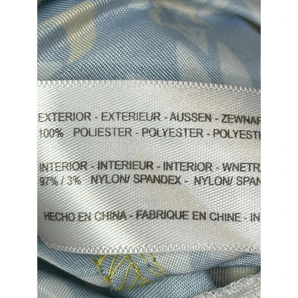 Mr Swim Swim Trunks Mens 28 Blue Yellow Geometric Floral Board Shorts Lace Up
